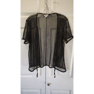 Maine Women's Black Sheer Mesh Cardigan with Rhinestone Trim One-Size